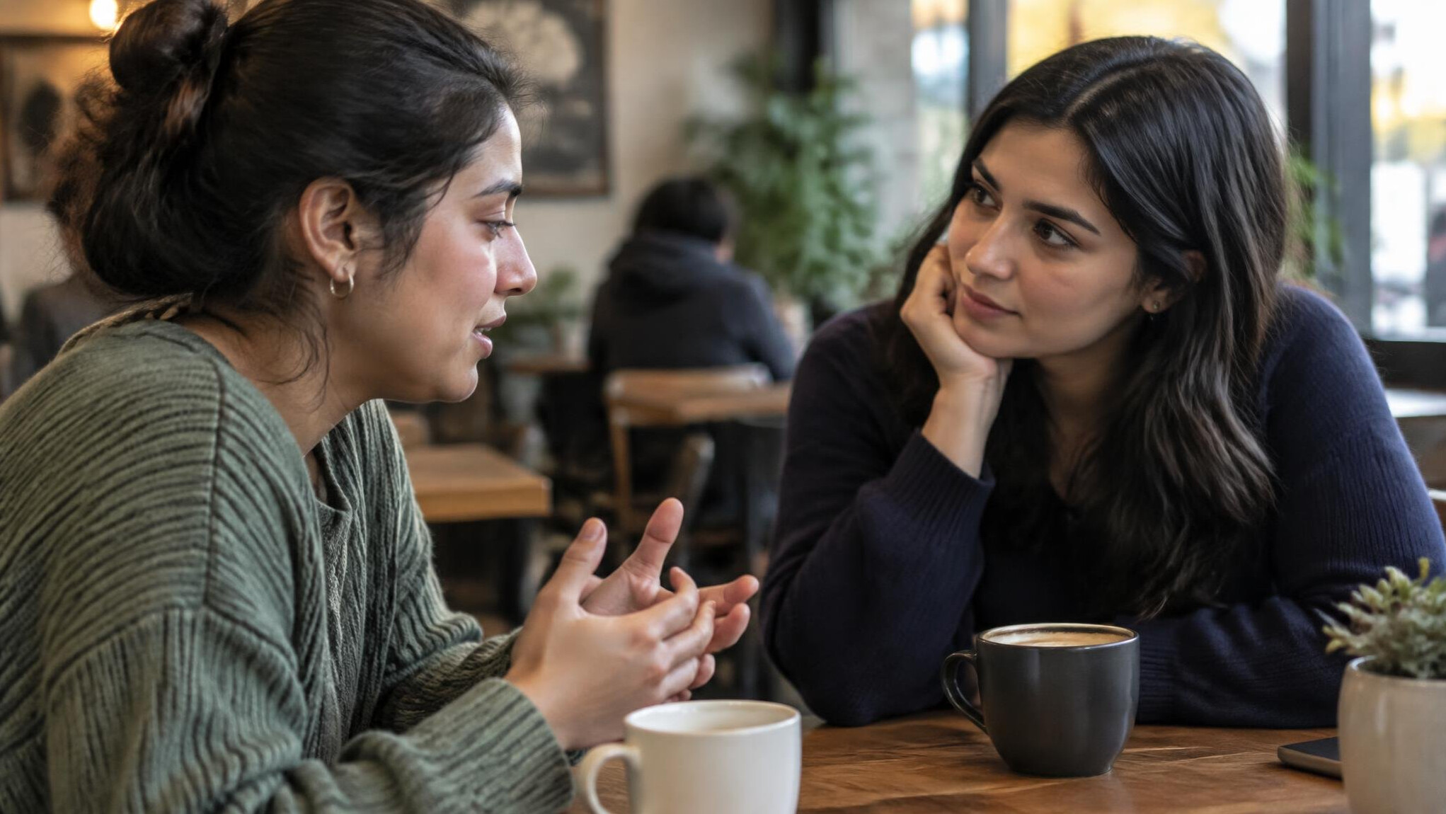 person having deep conversation
