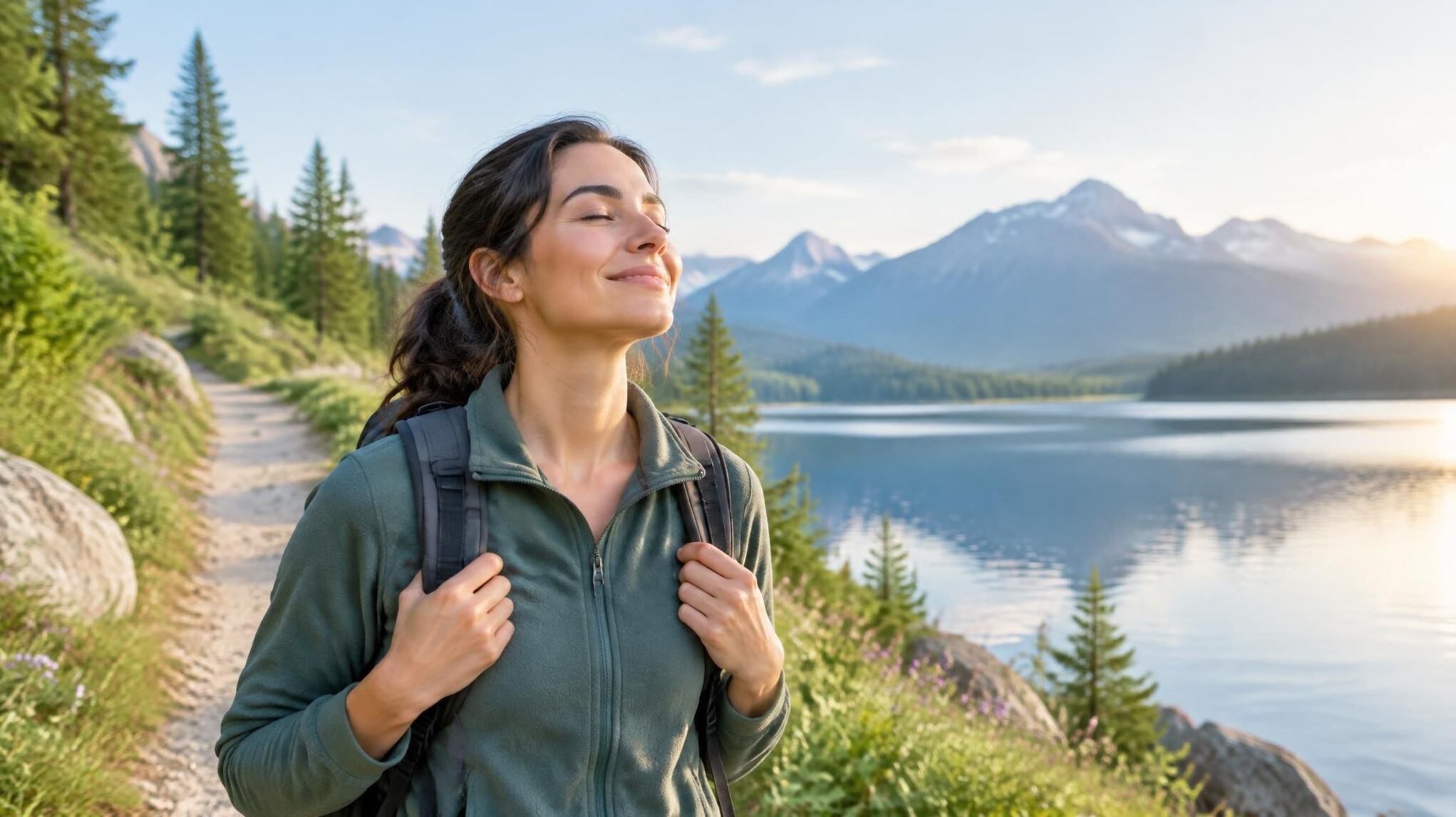 person smiling peacefully