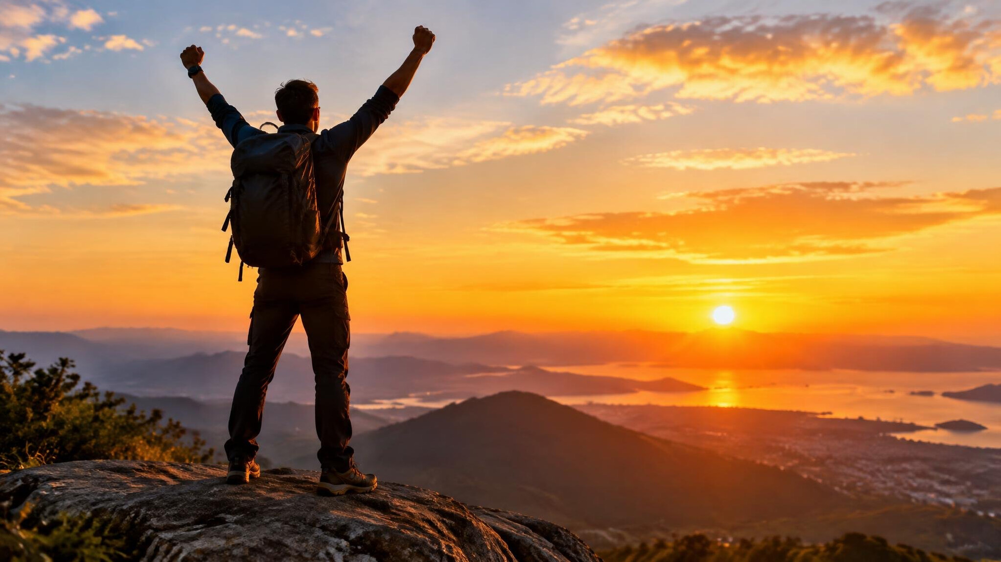 successful person at sunset